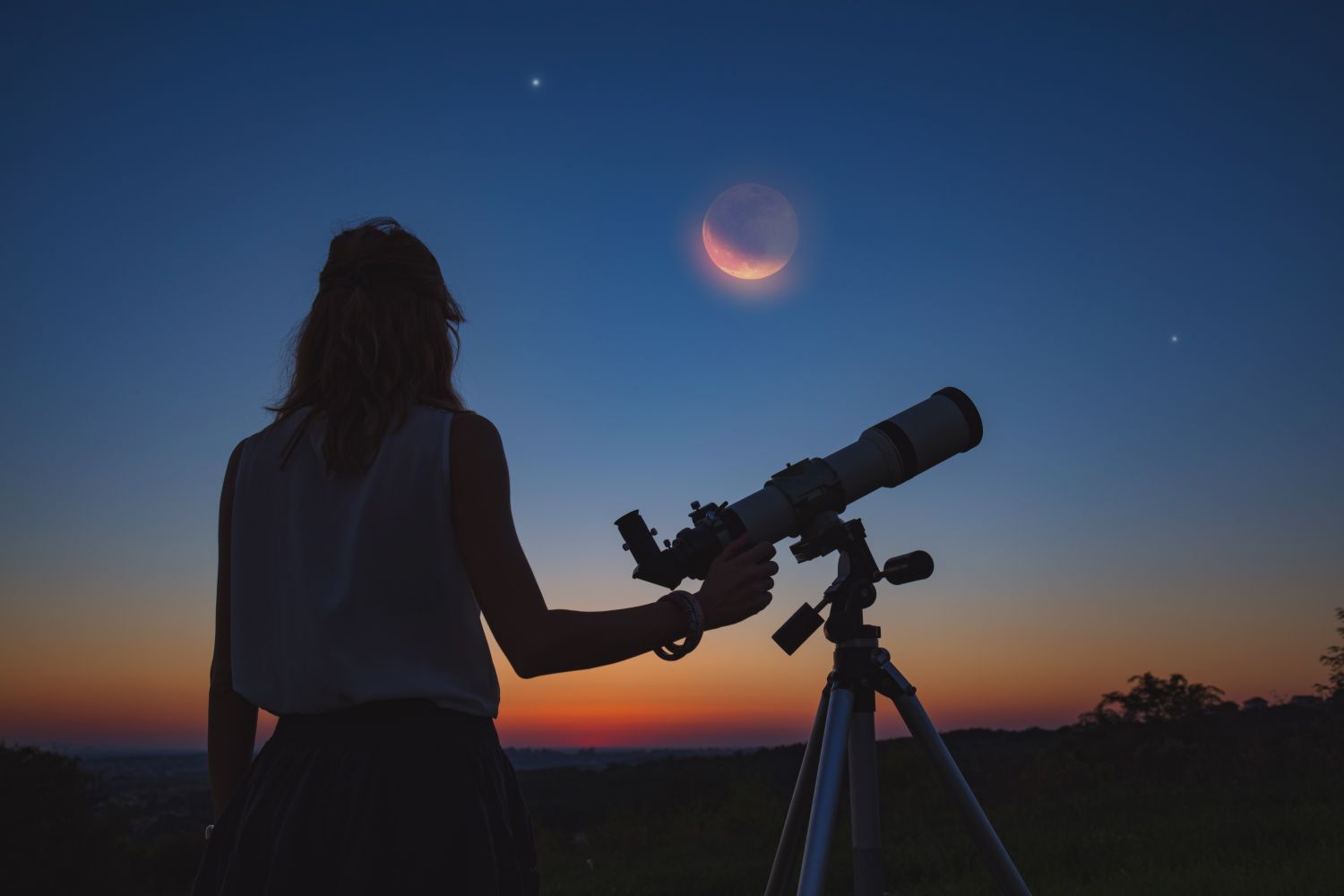 A person observing an astronomical event occurring between May and June