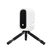 Seestar smart telescope and tripod for astrophotography on a white background