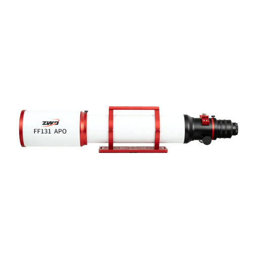 ZWO FF131 APO apochromatic telescope for astrophotography with red accents and mounting rings