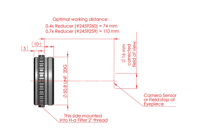 Baader SolarSpectrum Télécompresseur de recherche 0.4x 2" (CMPRSR2)