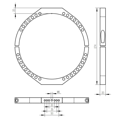 Astro Hutech More Blue Anneaux de montage  232 mm (TB021)