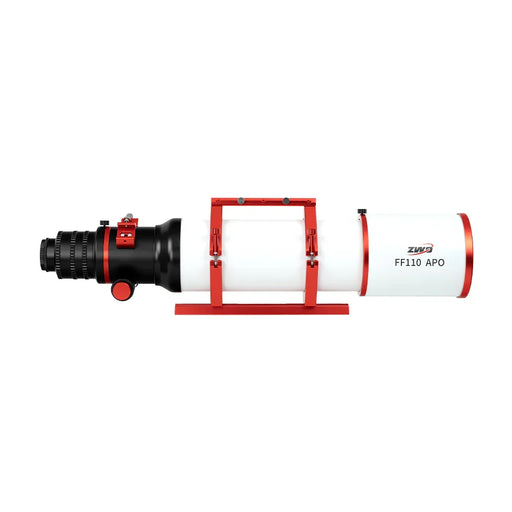 ZWO FF110 APO refractor telescope for astrophotography with red mounting rings