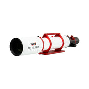 ZWO FF131 APO refractor telescope with red mounting rings for astrophotography