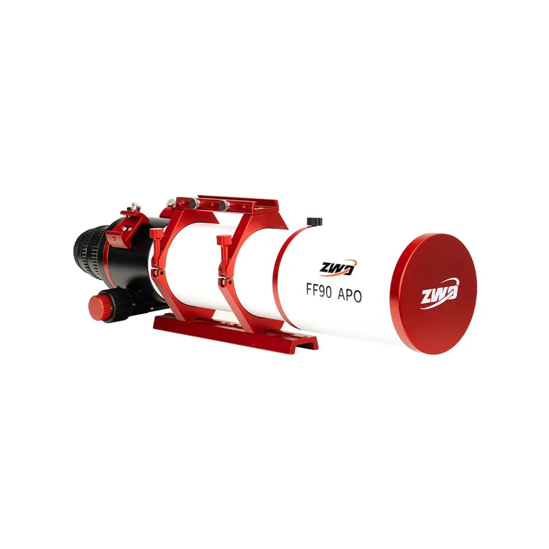 ZWO FF90 APO apochromatic refractor telescope for astrophotography with red and white optics