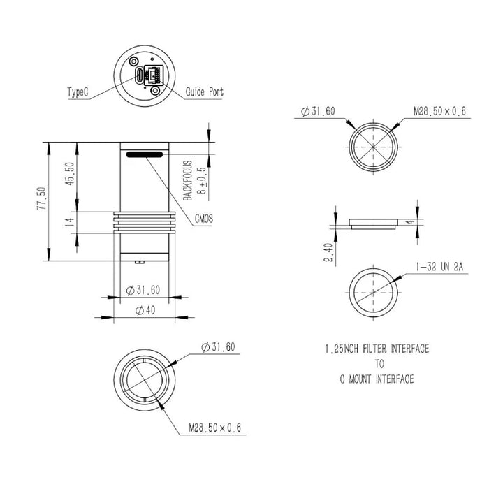 QHY Caméra USB 3.0 mono QHY5III585M (QHY5III585M)