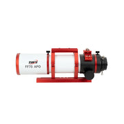 ZWO FF70 APO refractor telescope with red mounting bracket for astrophotography