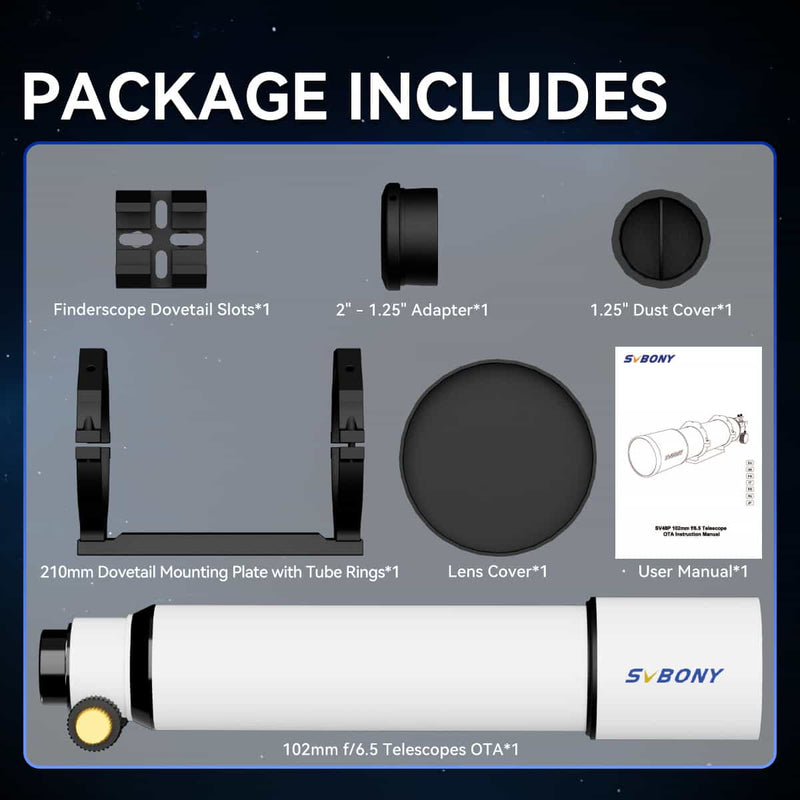SVBONY 102mm Refractor with Dual-Speed Focuser (F9341C)