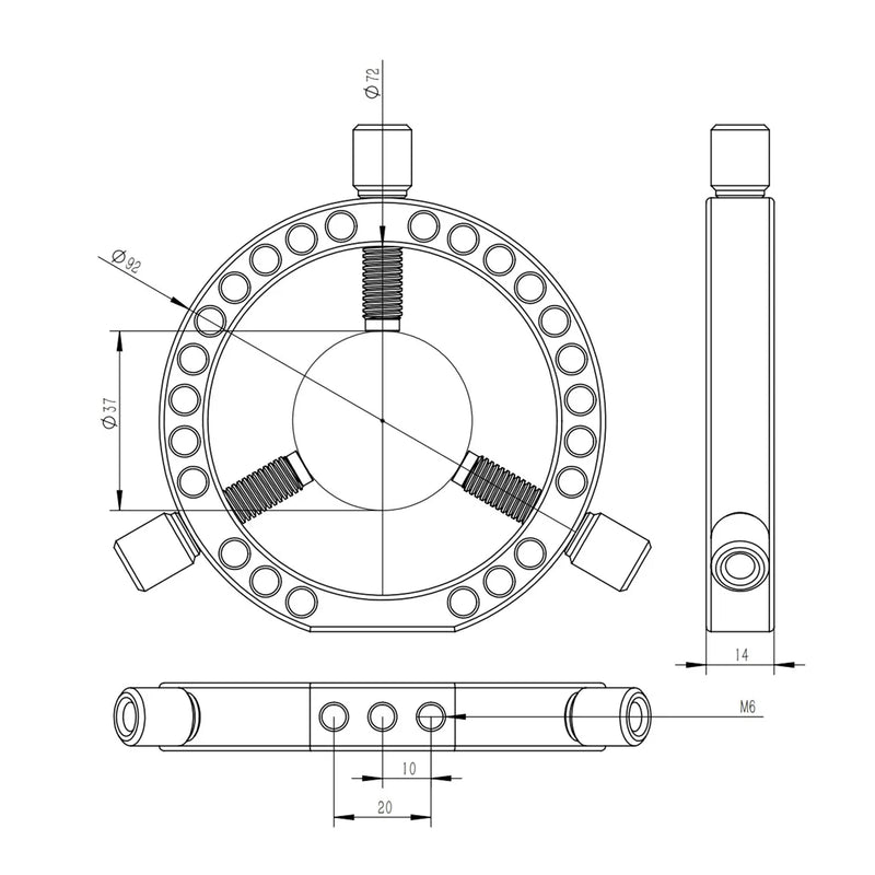 Astro Hutech 3-point Finder & Guider Rings 72mm ID (FG314)