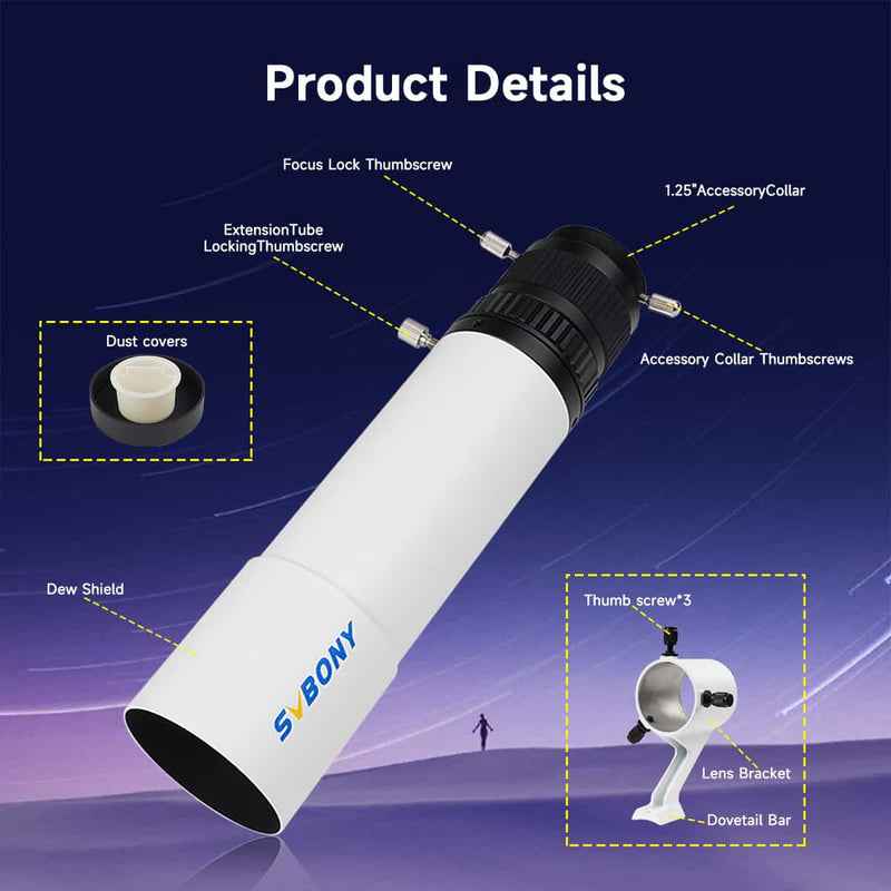 SVBONY SV198 Mini 50mm Guiding Scope with Dual Helical Focuser (W9155A)
