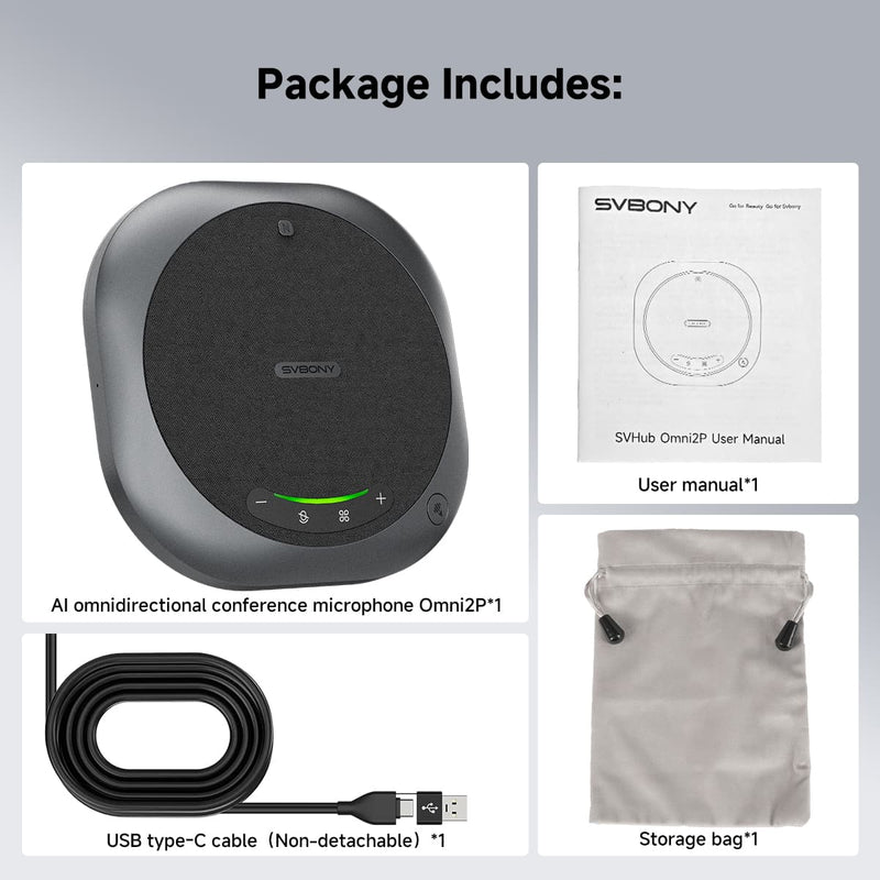 SVBONY SVHub Omni2P AI Omnidirectional Conference Microphone (F9686B)