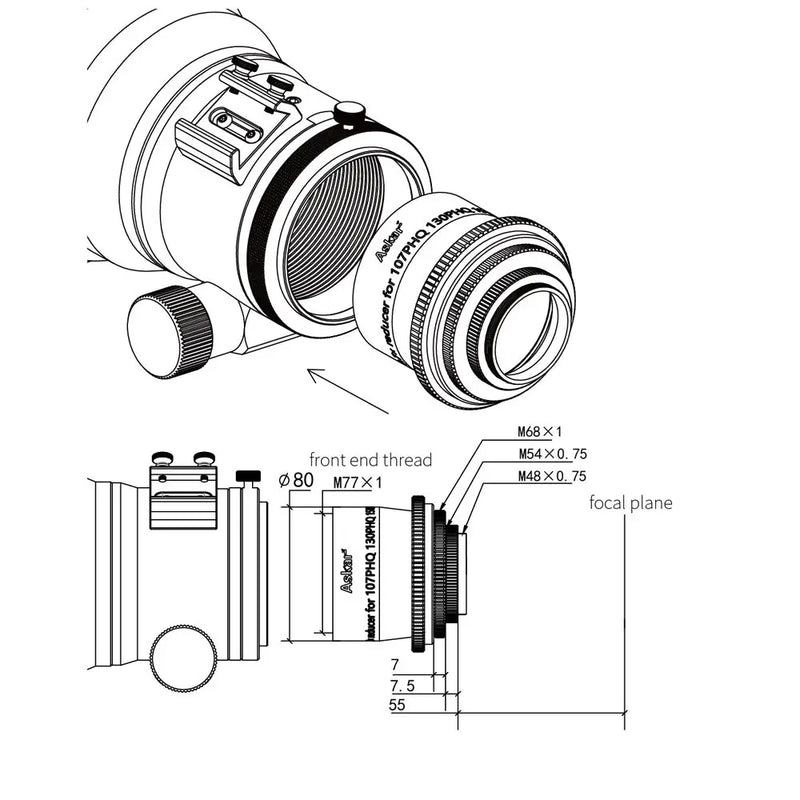 Askar 0.7x Universal Reducer for 107PHQ/130PHQ/151PHQ (PHQ-07R) - Astronomy Plus