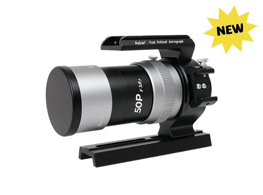 Askar 50P F3.8 compact astrograph telescope with black and silver finish, labeled 'NEW'