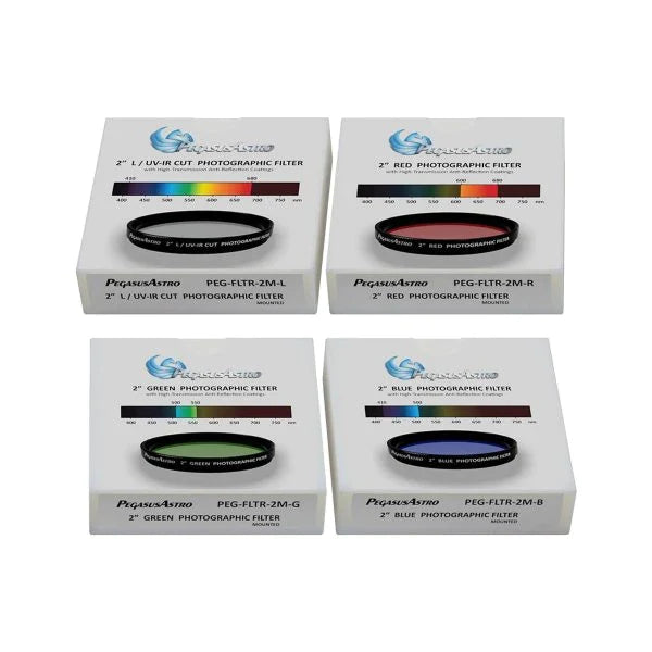 Pegasus Astro LRGB Photographic Filter Set - 2" Mounted (PEG-FLTR-2M-LRGB) - Astronomy Plus