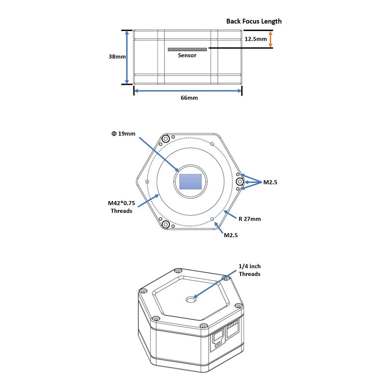 Player One Mars-M USB3.0 Mono Camera IMX290 (MARS-M) - Astronomy Plus