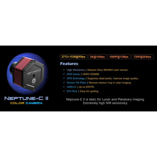 Player One Neptune-C II USB3.0 Color Camera IMX464 (Neptune-C-II) - Astronomy Plus