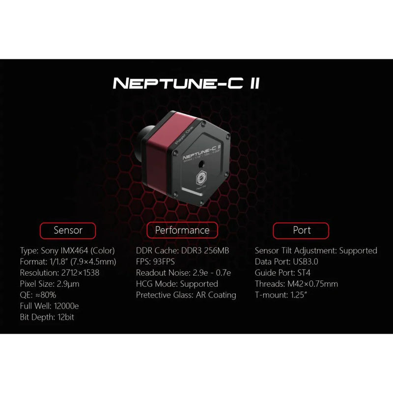Player One Neptune-C II USB3.0 Color Camera IMX464 (Neptune-C-II) - Astronomy Plus
