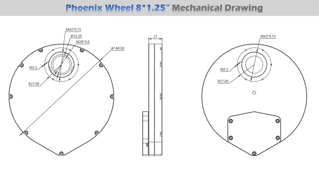 Player One Phoenix Wheel 8x1.25" Electronic Filter Wheel (PW8-1.25) - Astronomy Plus