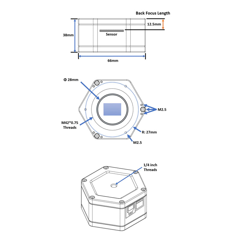 Player One Saturn-M SQR USB3.0 Mono Camera IMX533 (Saturn-M-SQR) - Astronomy Plus