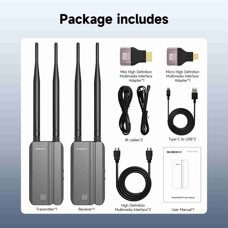 SVBONY Système de transmission vidéo sans fil TransAir3, latence de 0,06 s, émetteur/extendeur HD 1080p