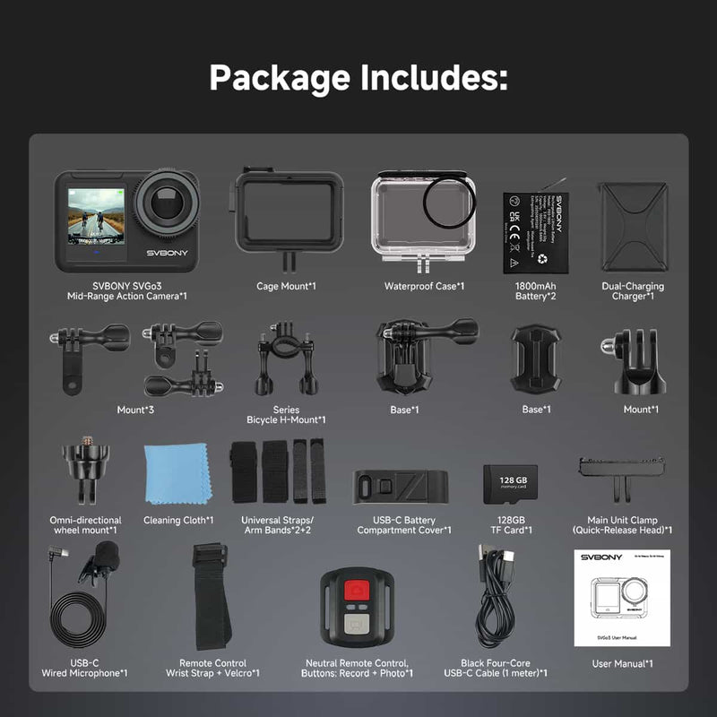 SVBONY SVGO3 4K Waterproof Action Camera (W9324A)