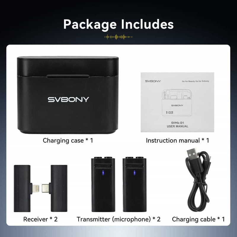 SVBONY SVMic D1 Wireless Lavalier Mini Microphone (F9680A)