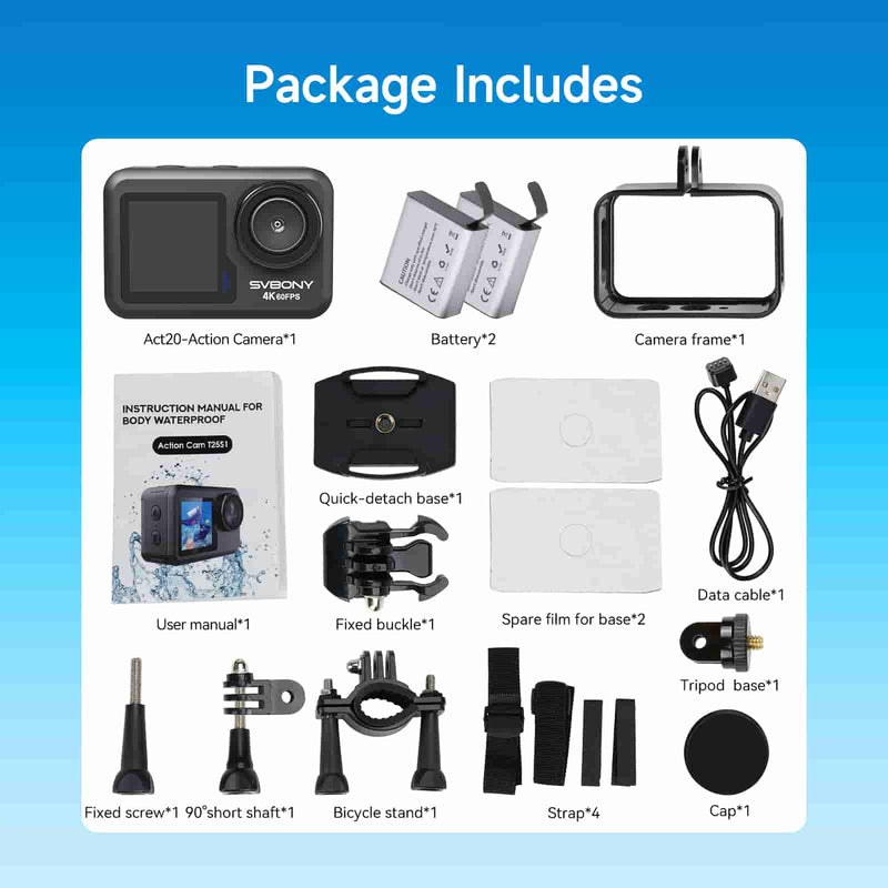 SVBONY ACT20 Upgraded Action Camera Ultra HD Waterproof 1080p