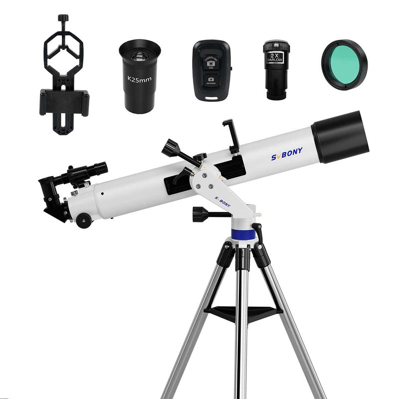 SVBONY Ensemble Télescope 90mm avec Recherche d'Étoiles Assistée par Smartphone (W9302A)
