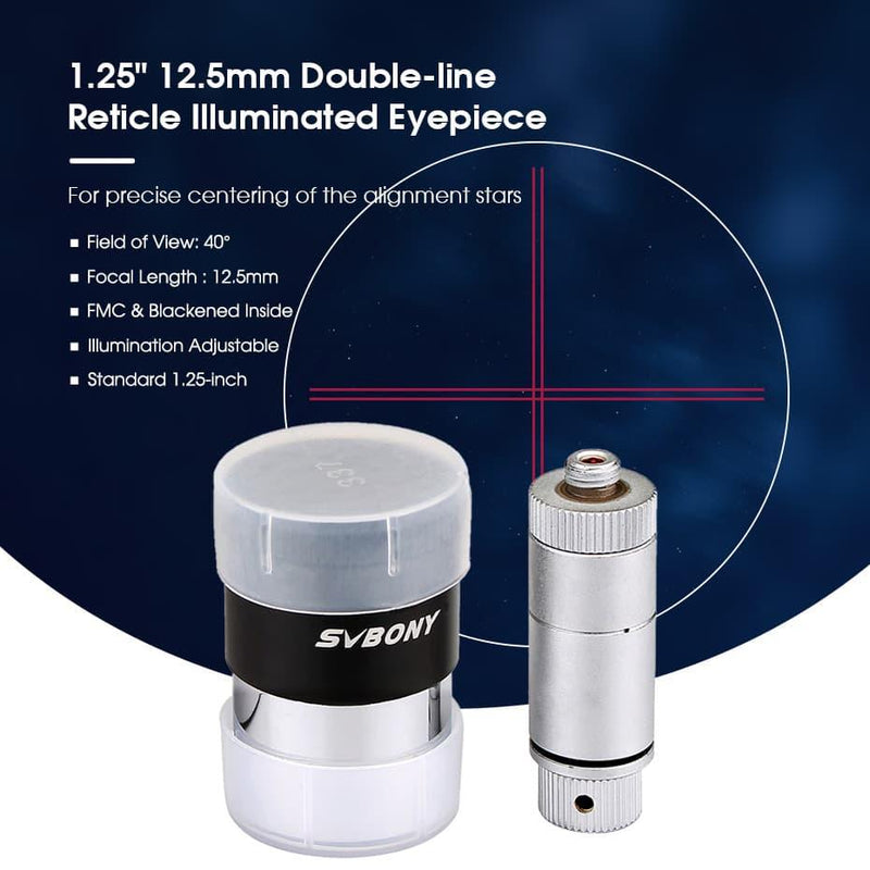 SVBONY 1.25" Illuminated Crosshaired Plossl Eyepiece (F9132A) - Astronomy Plus