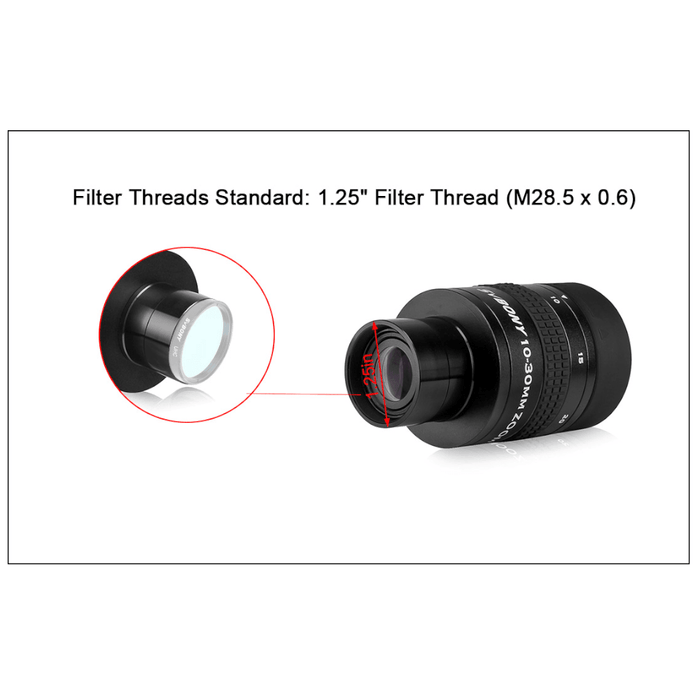 SVBONY SV170 1.25'' Zoom Eyepiece 10-30mm for Telescope (W9130A) - Astronomy Plus
