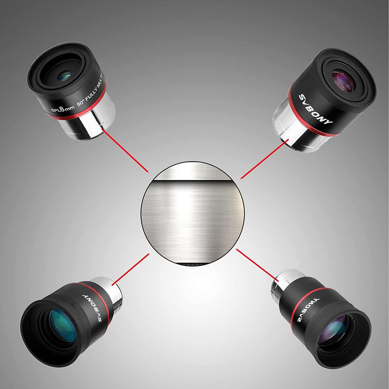 SVBONY SV207 1.25 inch Super Plossl 8mm / 15mm / 25mm / 30mm 50-Degree Eyepiece - Astronomy Plus