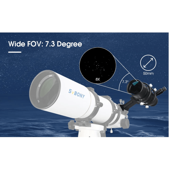 SVBONY SV208 8x50 Straight-Through Correct Image Finder Scope with Illuminated (W9160A) - Astronomy Plus