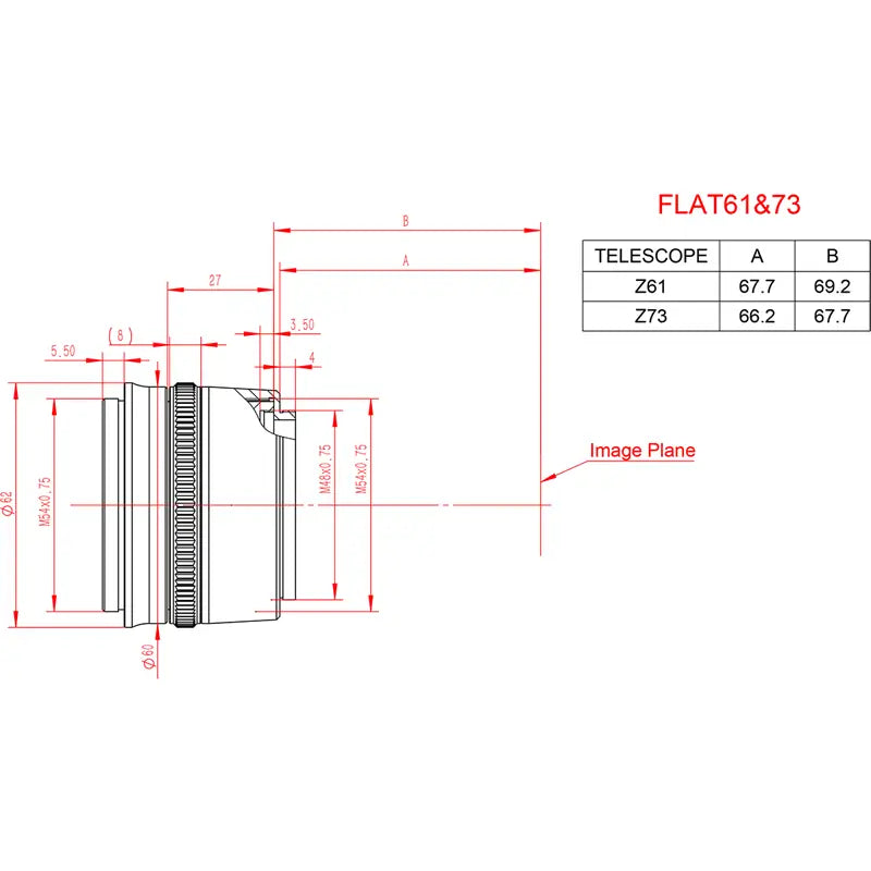 William Optics Flat61 for Z61 (P-FLAT61A) - Astronomy Plus