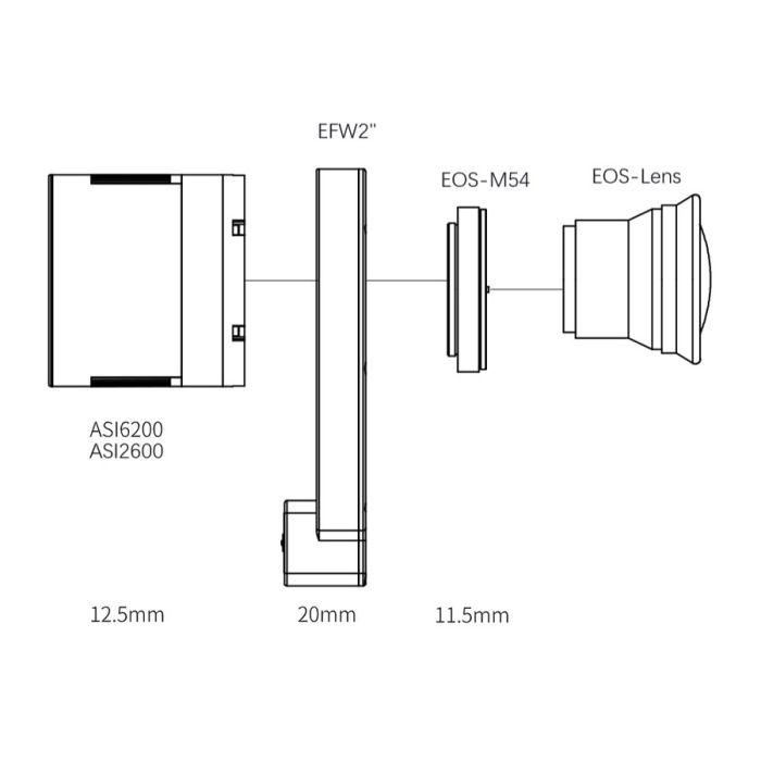 ZWO EOS Lens Adapter for 2“ EFW Filter Wheel (EFW2-EOS) - Astronomy Plus