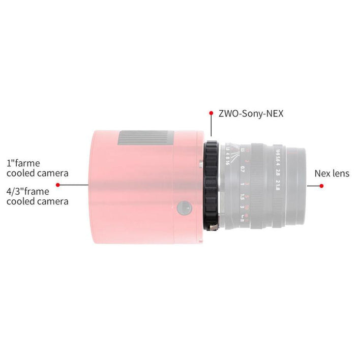 ZWO Sony NEX Lens to ASI Small-Sensor Camera Adapter (SONY-NEX) - Astronomy Plus
